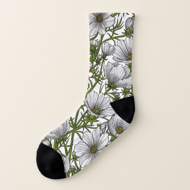Calcetines Flores de cosmos blancos (Parte exterior derecha)