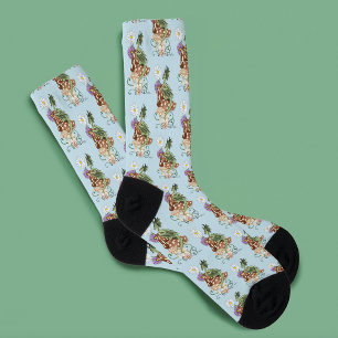 Calcetines Flores de Hongo de Dragón de Fantasía Verde Capric