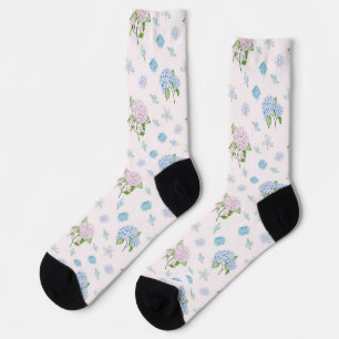 Calcetines Flores de Hortensias de Acuarela Elegantes y Simpl