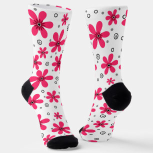 Calcetines Flores de margarita roja fondo retro verano