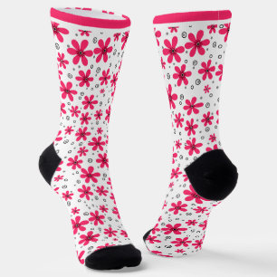 Calcetines Flores de margarita roja fondo retro verano