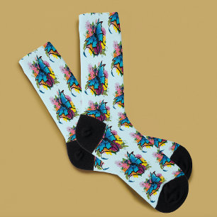 Calcetines Flores de mariposa azul Dragon