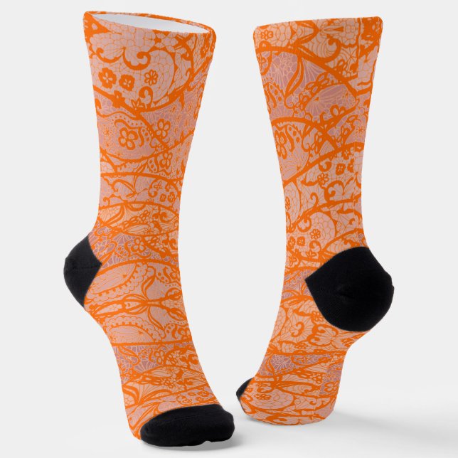 Calcetines Flores de mosca Naranja Lace Fishnet (Angular)