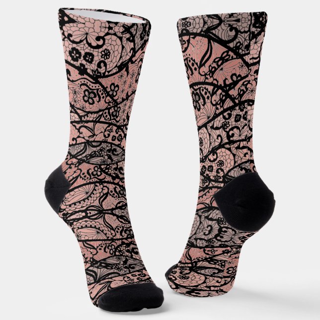 Calcetines Flores de mosca negra de encaje (Angular)