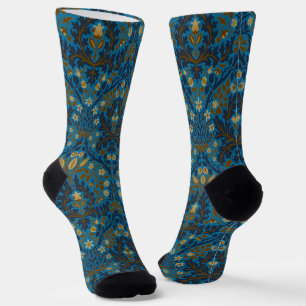 Calcetines Flores de Otoño Azul Turquesa Vintage de William M