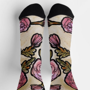 Calcetines Flores de Peonía Rosa