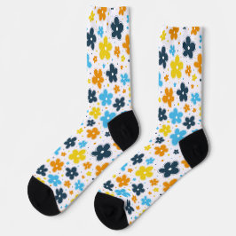 Calcetines Flores del Orgullo AroAce Doodle Naranja Azul Amar