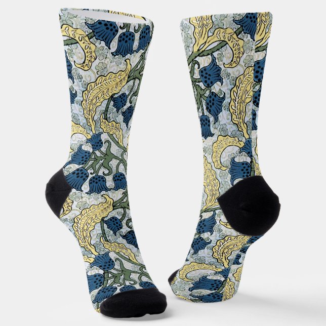 Calcetines Flores Florales Azules Lily Valley Repetir (Angular)