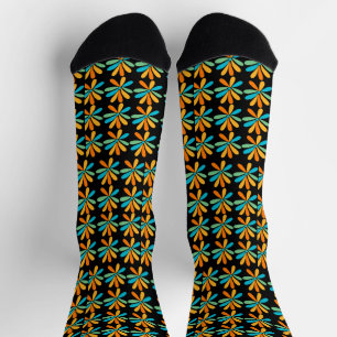 Calcetines Flores naranja, Verde Y Azul