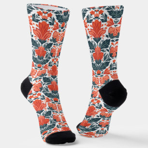 Calcetines Flores rojas decorativas