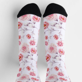 Calcetines Flores Rosadas Elegantes Patrón Colorido Chic