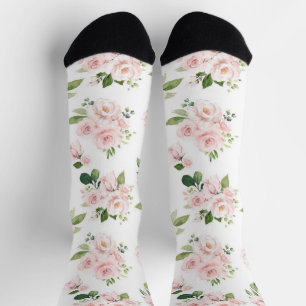 Calcetines Flores rosadas, rosas rosadas, flores acuáticas