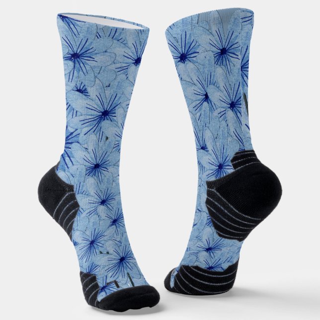 Calcetines Flores salvajes azul acuarela Bouquet (Angular)
