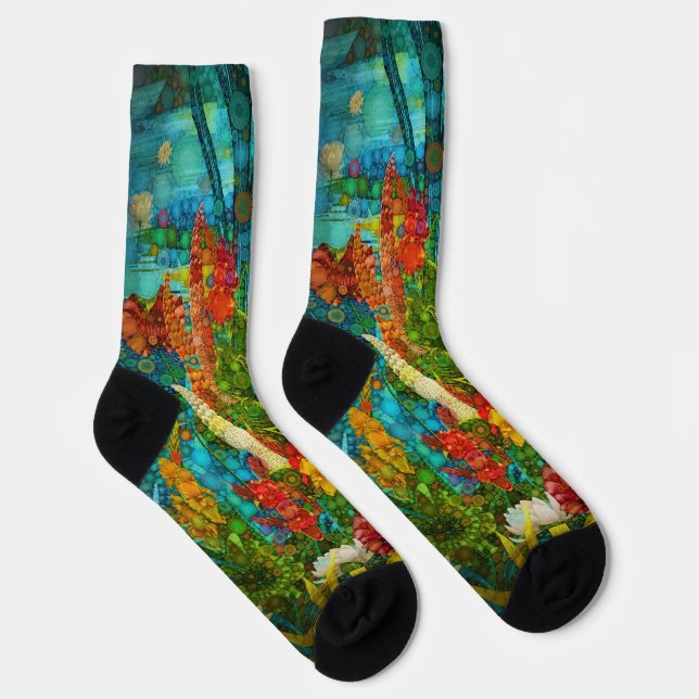 Calcetines Flores silvestres tropicales de sangre vintage (Derecha)