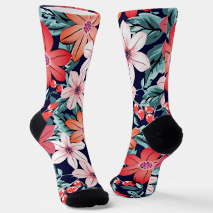Calcetines Flores sin foco marina y moderno negro rosa