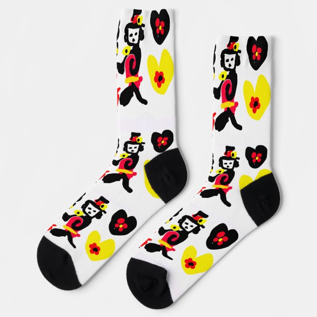 Calcetines Flowers and black and red Valentine day (Izquierda)