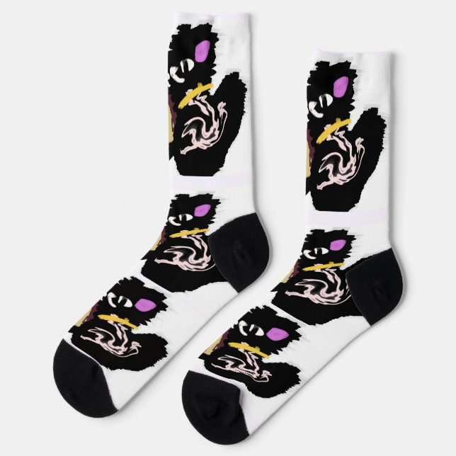 Calcetines Fluffy Black Cat Jack o Lantern fun  (Izquierda)