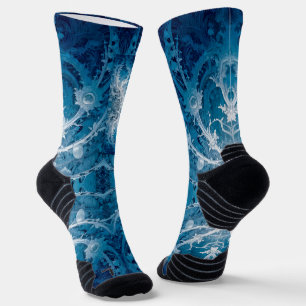 Calcetines Flujo cósmico sagrado - Simetría plateada azul