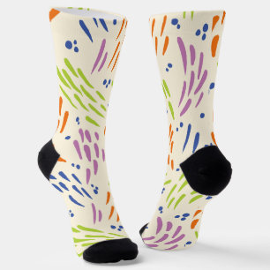 Calcetines Flujo en azul, Naranja, púrpura, verde y crema