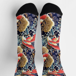 Calcetines FLYING CRANES,WAVES,SPRING FLOWERS Japanese Floral