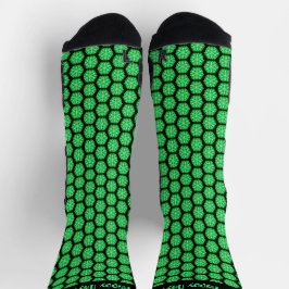 Calcetines Focos brillantes del patrón de hielo fractal verde