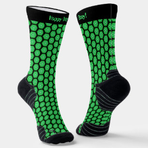 Calcetines Focos brillantes del patrón de hielo fractal verde