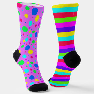 Calcetines Focos de puntos de Polka de franjas coloridas que