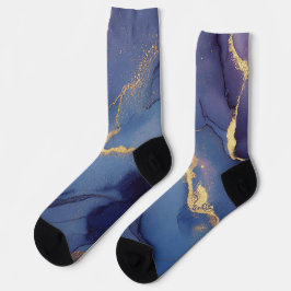 Calcetines Fondo azul con rachas y puntos dorados