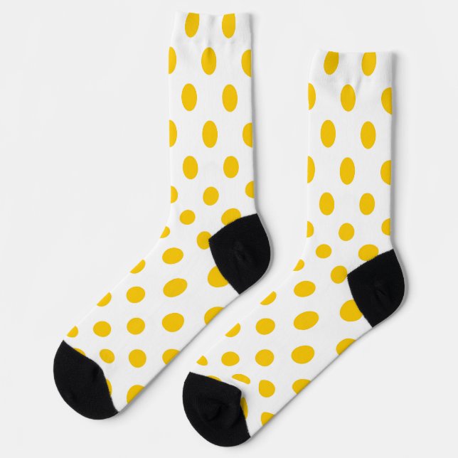 Calcetines Fondo blanco puntos de polka amarillos (Izquierda)
