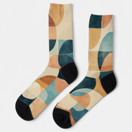 Calcetines Fondo de formas geométricas en azules y marrones
