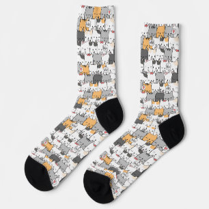 Calcetines Fondo de pantalla cuadrado con patrón de gato lind