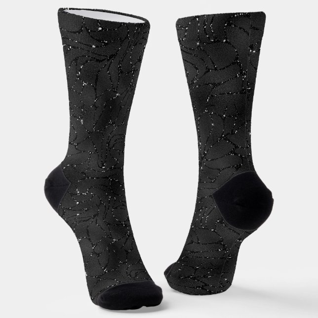 Calcetines Fondo Glam Monocromático Negro de Lujo (Angular)