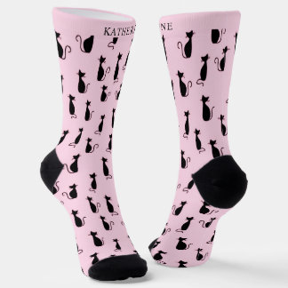 Calcetines Fondo negro personalizado suave rosa patrón Cas
