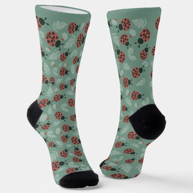 Calcetines Fondo Verde para los Ladybugs Forestales (Angular)