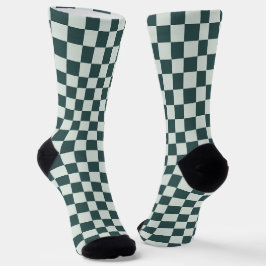 Calcetines Forest green moss checkerboard pattern
