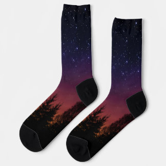 Calcetines Forest Night Sky Nature with Starry Woodland Scene