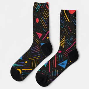Calcetines Formas geométricas, líneas, puntos en colores vibr
