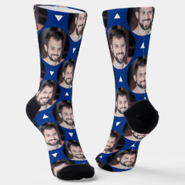 Calcetines Foto azul de novio para zócalos de novios
