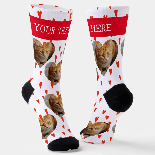 Calcetines Foto Corazón Mascota Gato Perro Personalizado   (Angular)