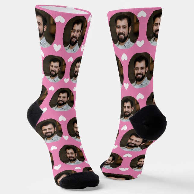 Calcetines Foto de Boyfriend For Girlfriend Pink w Hearts (Angular)