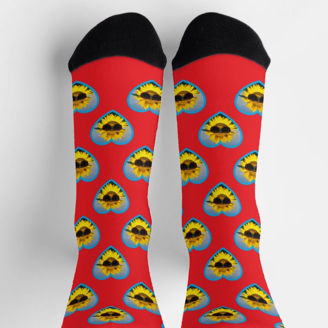Calcetines Foto de Cara de Corazón Divertida Personalizada (Arriba)