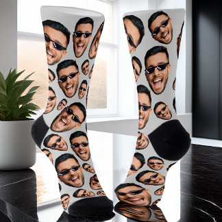 Calcetines Foto de cara divertida de personalizado en todo el