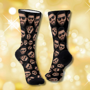 Calcetines Foto de cara divertida personalizada en todo el di