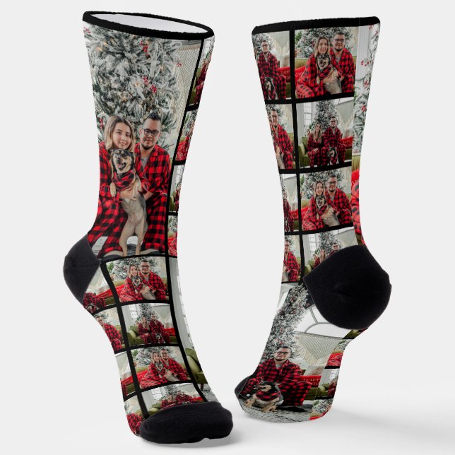 Calcetines Foto de Collage de fotos de Navidades Personalizad (Angular)