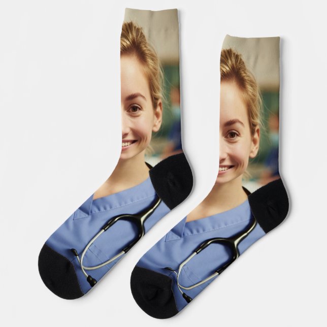 Calcetines Foto de enfermera personalizar (Izquierda)