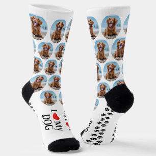 Calcetines Foto de huellas de patas personalizadas de mascota