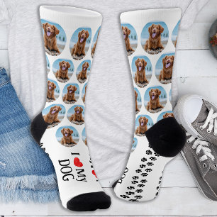 Calcetines Foto de huellas de patas personalizadas de mascota