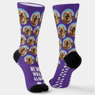 Calcetines Foto de mascota personalizada Dog Never Walk Alone
