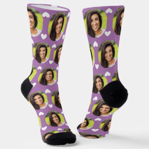 Calcetines Foto de Novia para Boyfriend Lavender Hearts