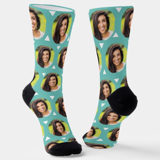 Calcetines Foto de Novia para Novia Cute Verde azulada (Angular)